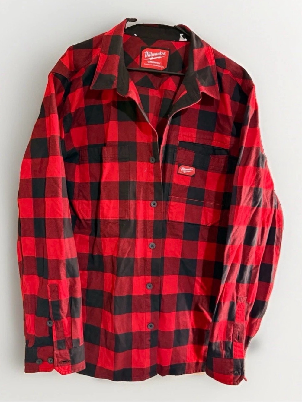Milwaukee Gridiron Flannel Shirt Mens 2X Red Black Buffalo Plaid Workwear Heavy